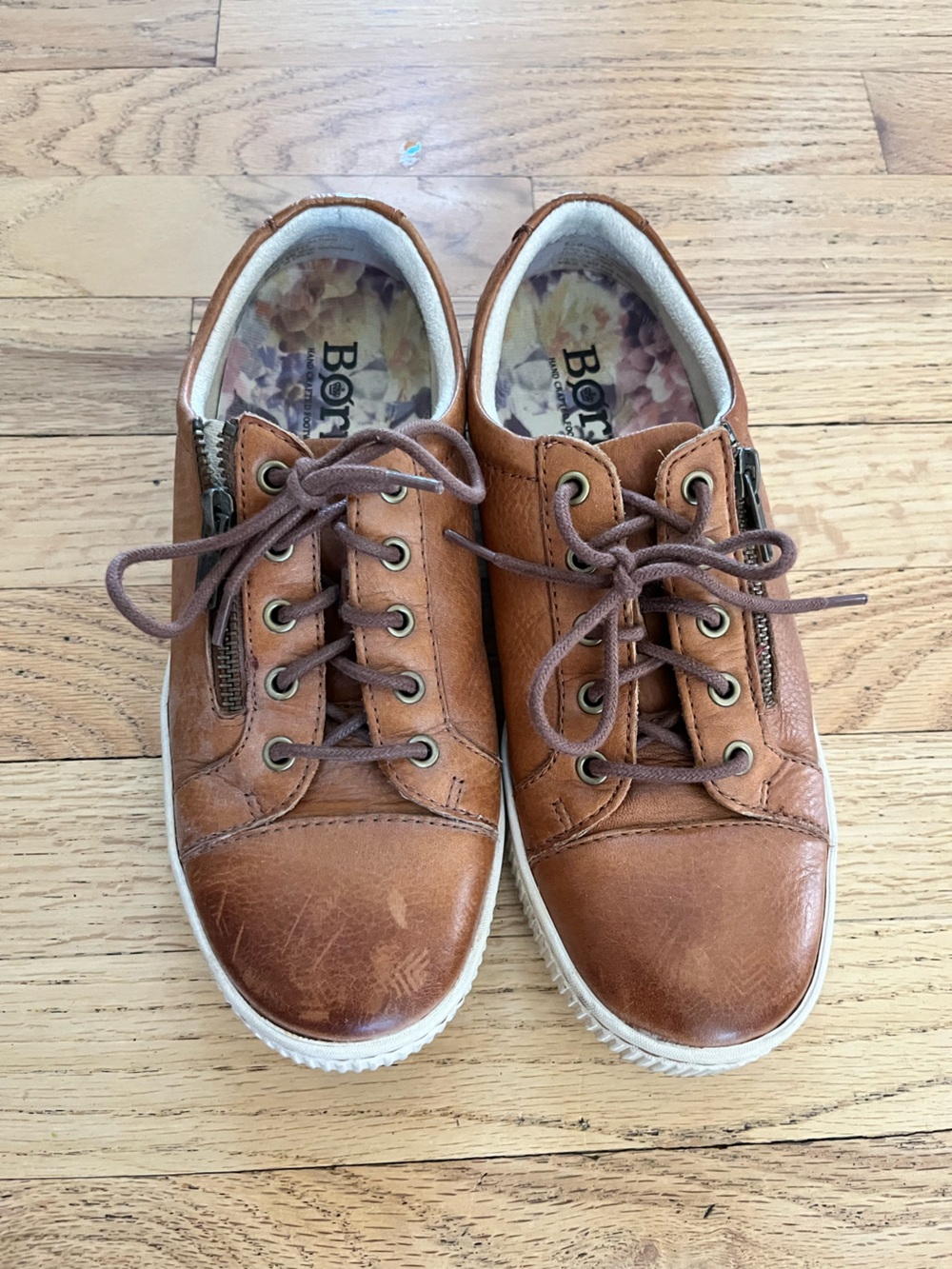 Born Brown Leather Lace-Up Womens Sneakers